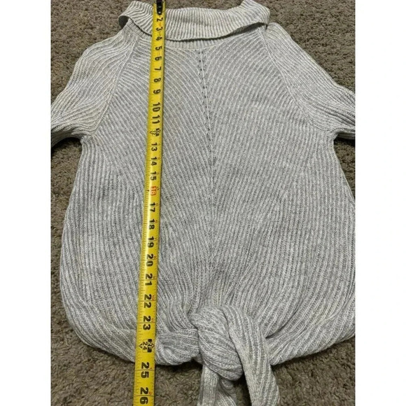 MOTH ANTHROPOLOGIE Tie Front Turtleneck Cashmere Cotton Blend Gray Sweater Small - Picture 8 of 8